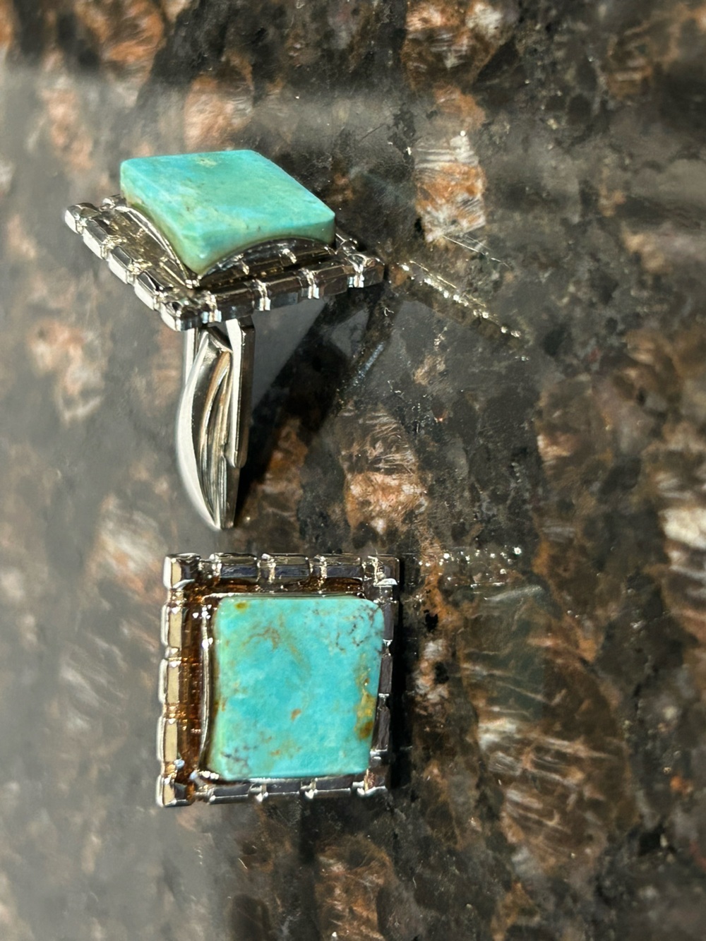 Turquoise Stone Cufflinks in Silver
